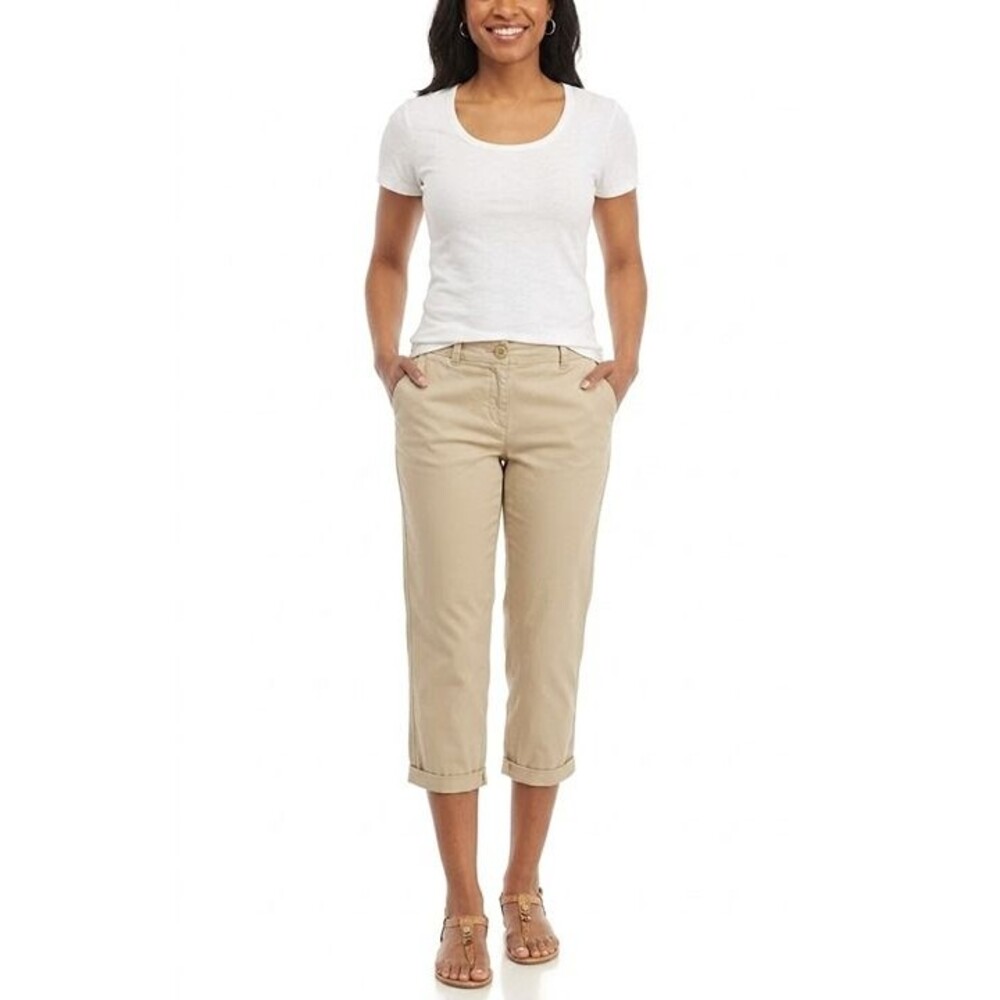 Crown & Ivy Charlotte Khaki Crop Pants 14